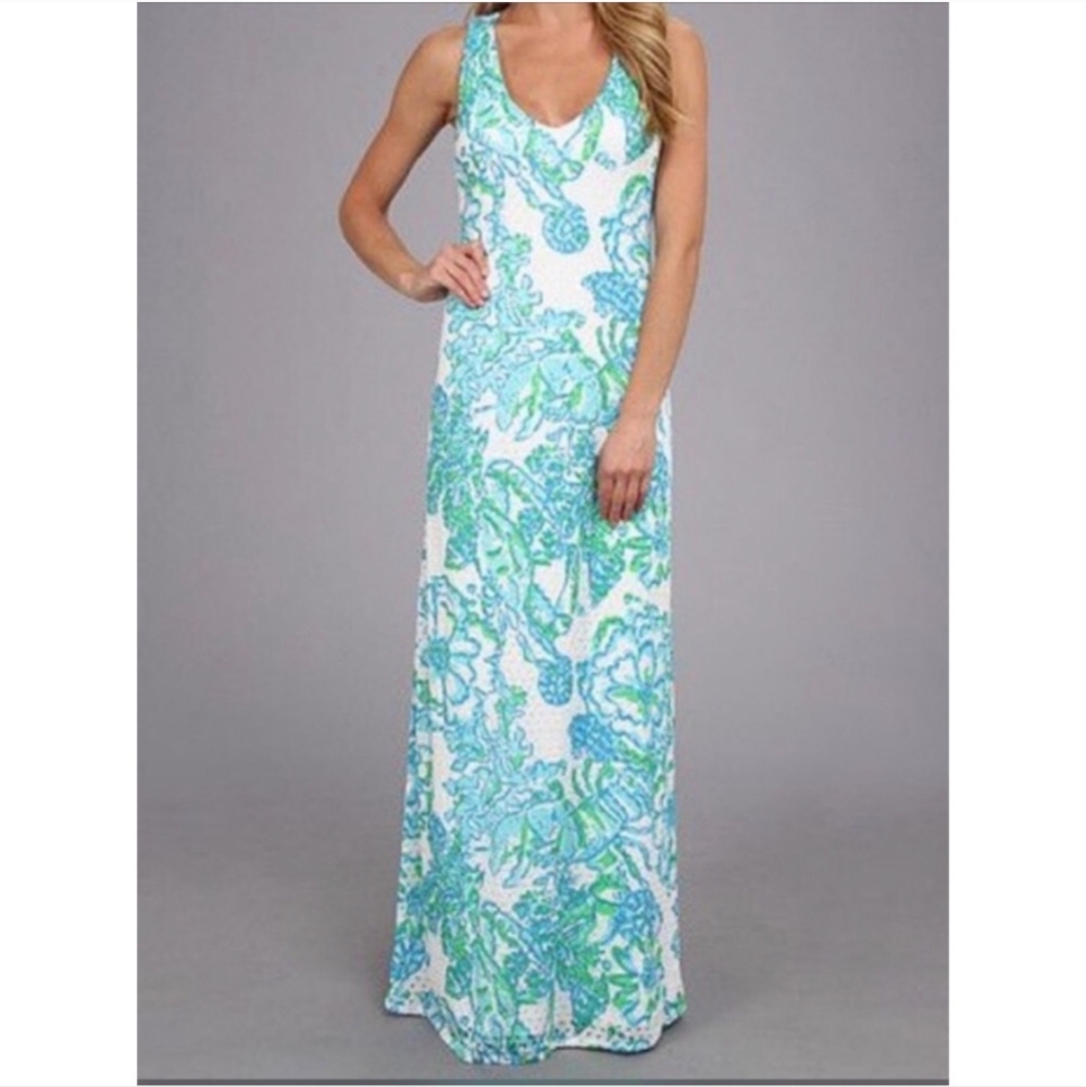 Lilly Pulitzer Aster Crochet Maxi Dress Northeast Hahbah Resort Sz. Medium